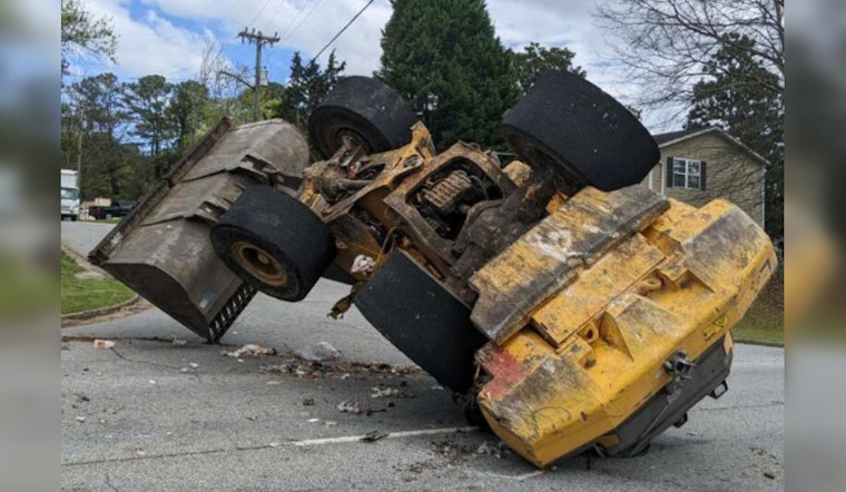 Former Employee Leads Gwinnett County Police on Slow-Speed Frontloader Chase, Ends in Dramatic Flip