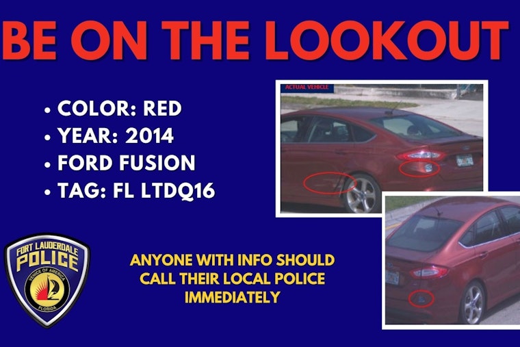 Fort Lauderdale Police Seek Public's Aid in Locating Vehicle Linked to Death Investigation