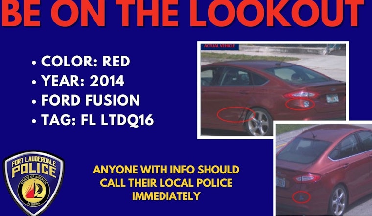 Fort Lauderdale Police Seek Public's Aid in Locating Vehicle Linked to Death Investigation