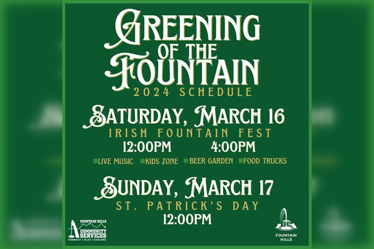 Fountain Hills to Turn Its Tallest Fountain Emerald for 45th St. Patrick’s Day Tradition