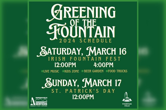 Fountain Hills to Turn Its Tallest Fountain Emerald for 45th St. Patrick’s Day Tradition