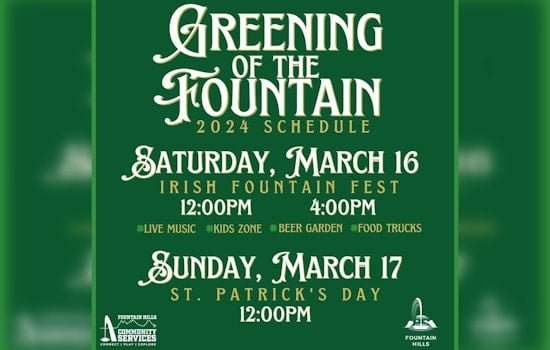 Fountain Hills to Turn Its Tallest Fountain Emerald for 45th St. Patrick’s Day Tradition