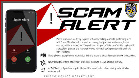 Frisco Police Warn of Phone Scammers Impersonating Officers, Demand Gift Card Payments