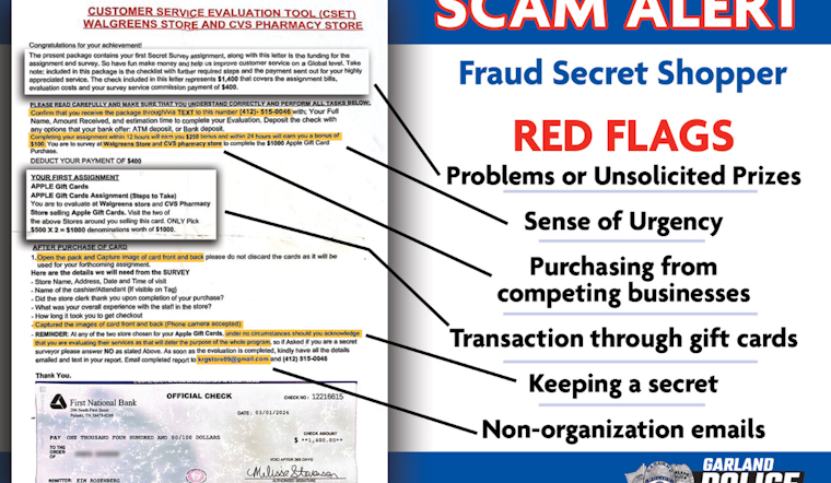 Garland Scam Alert: Elderly Mother Targeted with Phony Check in Gift Card Swindle