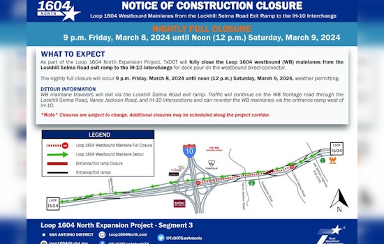 Inclement Weather Halts San Antonio's Loop 1604 Expansion Project, Easing Weekend Traffic Delays