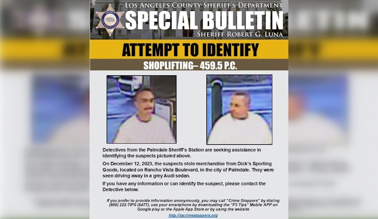 LA Sheriff's Department Seeks Public's Help to Identify Suspects in Palmdale Dick's Sporting Goods Theft