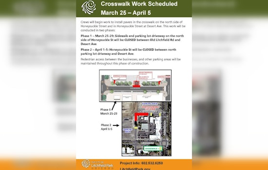 Litchfield Park Announces Sidewalk Revamp, Advises Detours for Honeysuckle Street Makeover