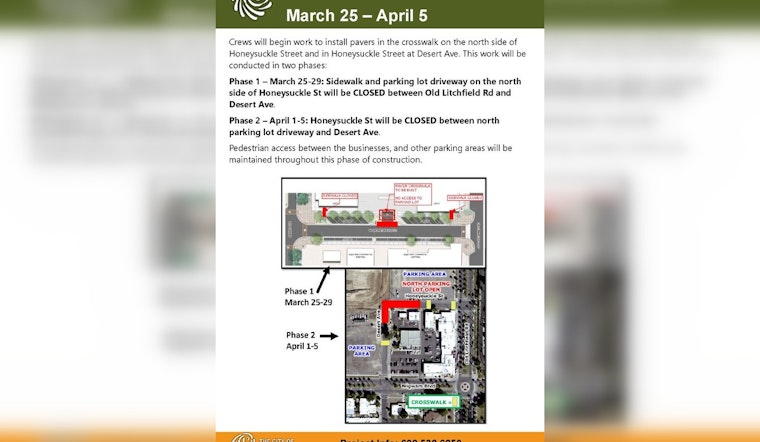 Litchfield Park Announces Sidewalk Revamp, Advises Detours for Honeysuckle Street Makeover