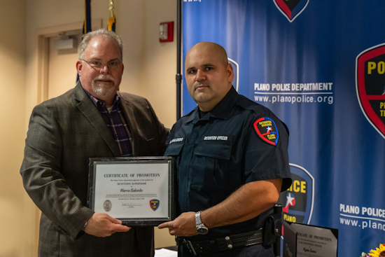 Marco Salcedo Promoted to Detention Supervisor After Distinguished Service with Plano Police