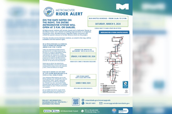 Miami Metromover Service Halted for Miami Tower Construction, Free Bus Shuttles Offered