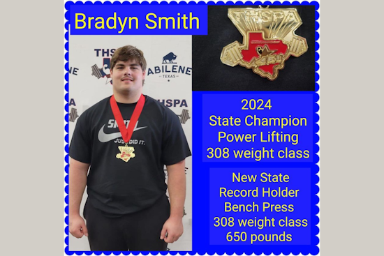 Midlothian High's Bradyn Smith Wins Gold, Sets State Record at Texas Powerlifting Championship
