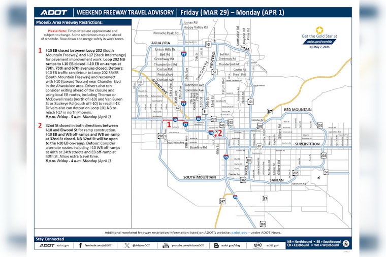 Phoenix Drivers Alerted to Major I-10 Closures Due to Pavement Work This Weekend