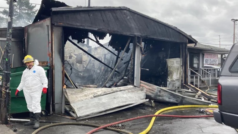 Portland Firefighters Battle Intense Blaze at Auto Shop on SE 82nd Avenue