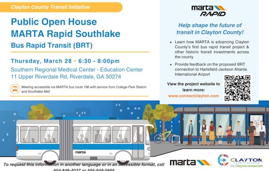 Public Invited to provide Input on MARTA Rapid Southlake Project at Clayton County Open House