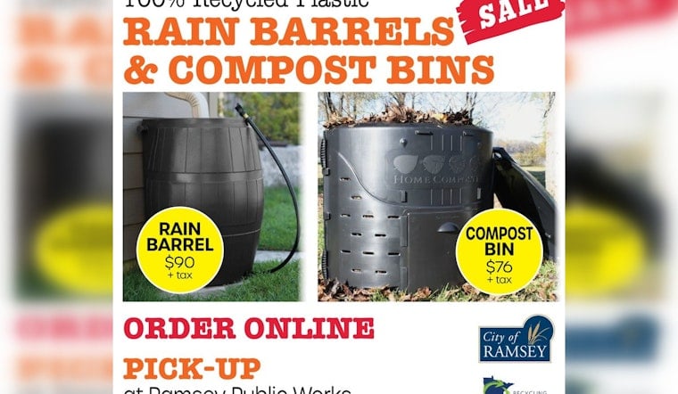 Ramsey Teams Up with Recycling Association for Sustainable Rain Barrel, Compost Bin Sale