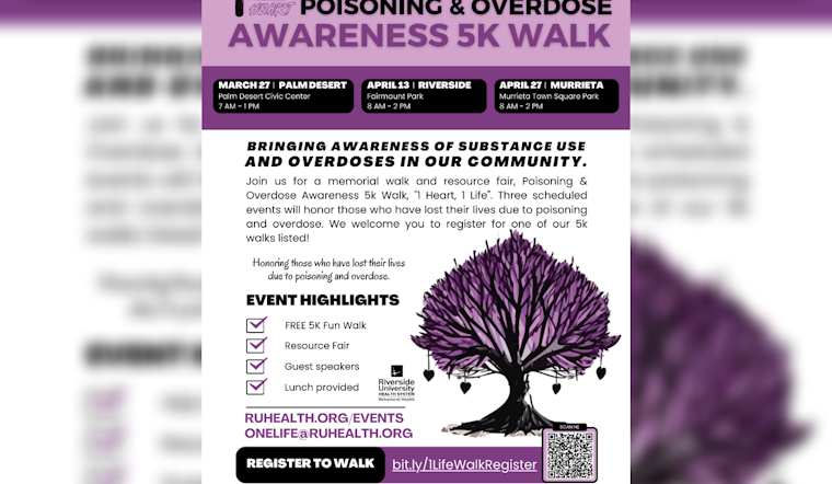 Riverside's "One Life, One Heart" Walk Aims to Combat Overdose Crisis with Community Outreach and Education