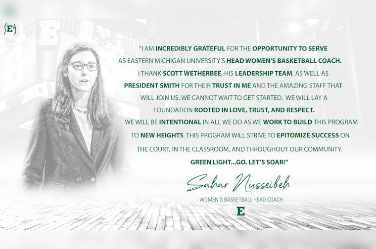 Sahar Nusseibeh Named New Women's Basketball Head Coach at Eastern Michigan University