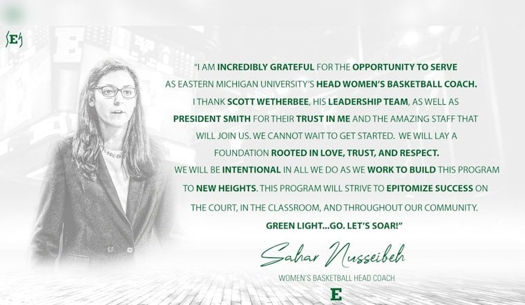 Sahar Nusseibeh Named New Women's Basketball Head Coach at Eastern Michigan University