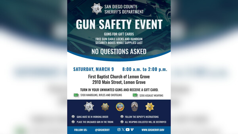 San Diego Sheriff's Department Hosts No-Questions-Asked Gun Safety Event in Lemon Grove