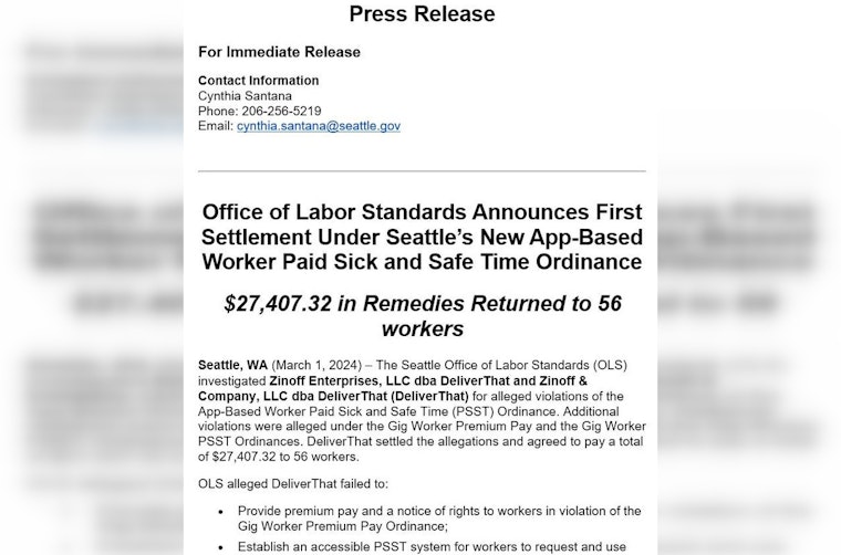 Seattle's DeliverThat Settles for Over $27K with Drivers Under New Gig Worker Ordinance