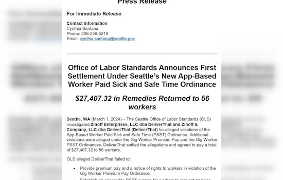 Seattle's DeliverThat Settles for Over $27K with Drivers Under New Gig Worker Ordinance