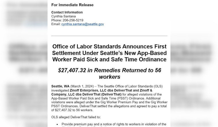 Seattle's DeliverThat Settles for Over $27K with Drivers Under New Gig Worker Ordinance