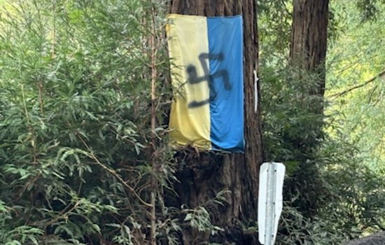Swastikas Painted on Ukrainian Flags in Mill Valley, Police Seek Suspects in Hate Crime Investigation
