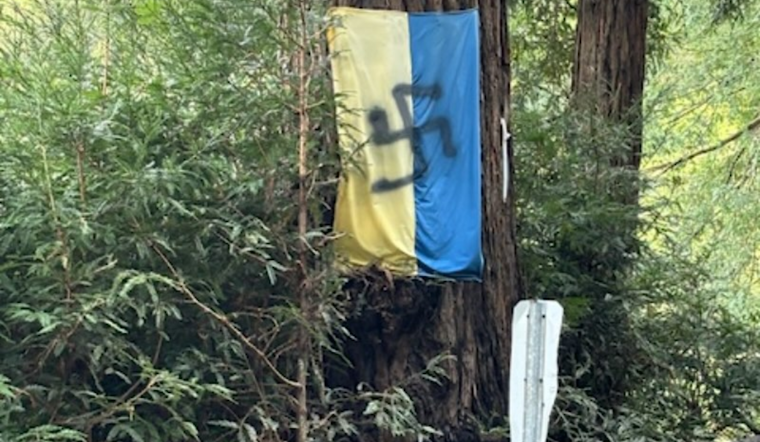 Swastikas Painted on Ukrainian Flags in Mill Valley, Police Seek Suspects in Hate Crime Investigation