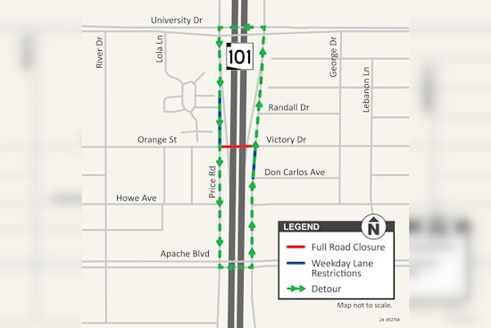 Tempe's Victory Drive Bridge Over Loop 101 to Close March 11 for Maintenance, Expect Detours