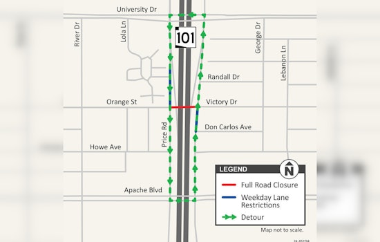 Tempe's Victory Drive Bridge Over Loop 101 to Close March 11 for Maintenance, Expect Detours