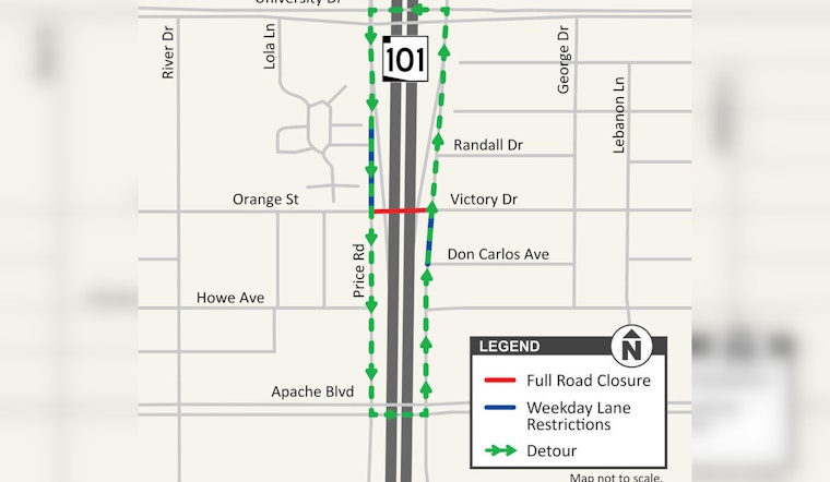 Tempe's Victory Drive Bridge Over Loop 101 to Close March 11 for Maintenance, Expect Detours