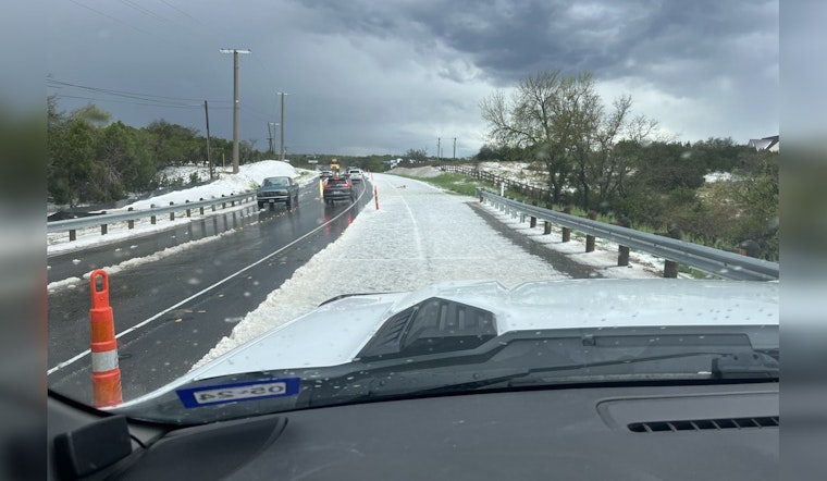 Unexpected Hail Blankets Austin's Hamilton Pool Road as Severe Thunderstorm Hits Area