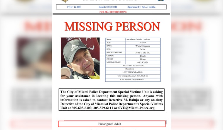 Urgent Search for Missing 51-Year-Old Man Underway in Downtown Miami