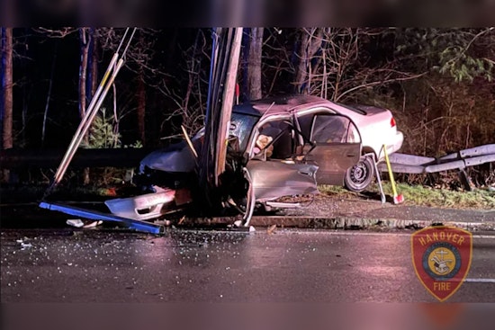 Vehicle Crash Near Hanover Police Dept Leaves One Injured and Causes Power Outage