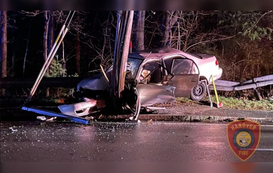 Vehicle Crash Near Hanover Police Dept Leaves One Injured and Causes Power Outage