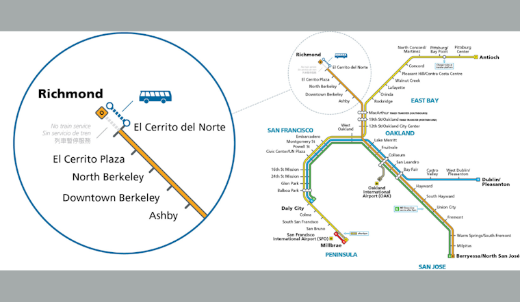 Weekend BART Repairs to Cause Delays Between Richmond and El Cerrito del Norte, Free Bus Bridges Offered