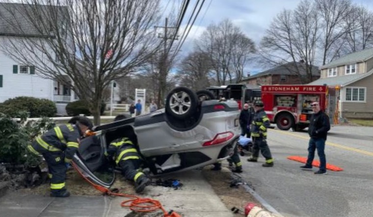 Woman Rescued by First Responders After Dramatic Rollover Crash in Stoneham