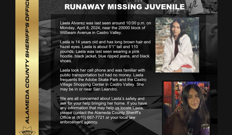 Alameda County Sheriff's Office Seeks Public Help in Finding Missing 14-Year-Old Laela Alvarez from Castro Valley