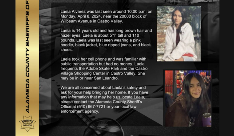 Alameda County Sheriff's Office Seeks Public Help in Finding Missing 14-Year-Old Laela Alvarez from Castro Valley