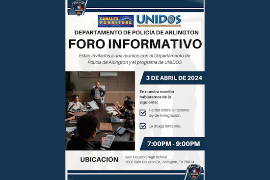 Arlington's UNIDOS Initiative and Police to Address Fentanyl, Immigration Issues in Spanish-Language Forum