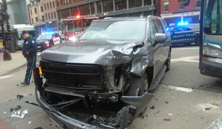 Bus Collision in Boston Injures Two, Disrupts Traffic at Washington and Stuart Intersection