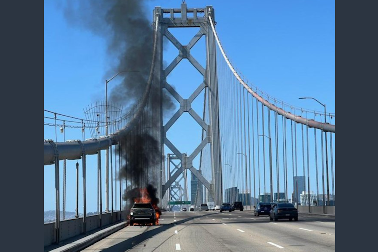 Car Fire on Westbound Bay Bridge Disrupts Traffic Into San Francisco, Lanes Fully Reopened