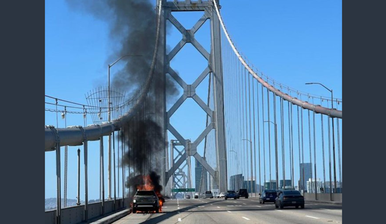 Car Fire on Westbound Bay Bridge Disrupts Traffic Into San Francisco, Lanes Fully Reopened