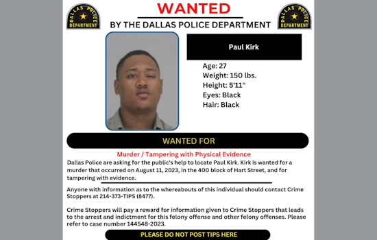 Dallas Police Department Seeks Public's Help to Locate Man on Wanted List
