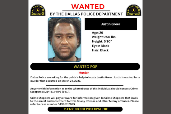 Dallas Police Seek Public’s Help in Locating Suspect Justin Greer via #WantedWednesday Initiative