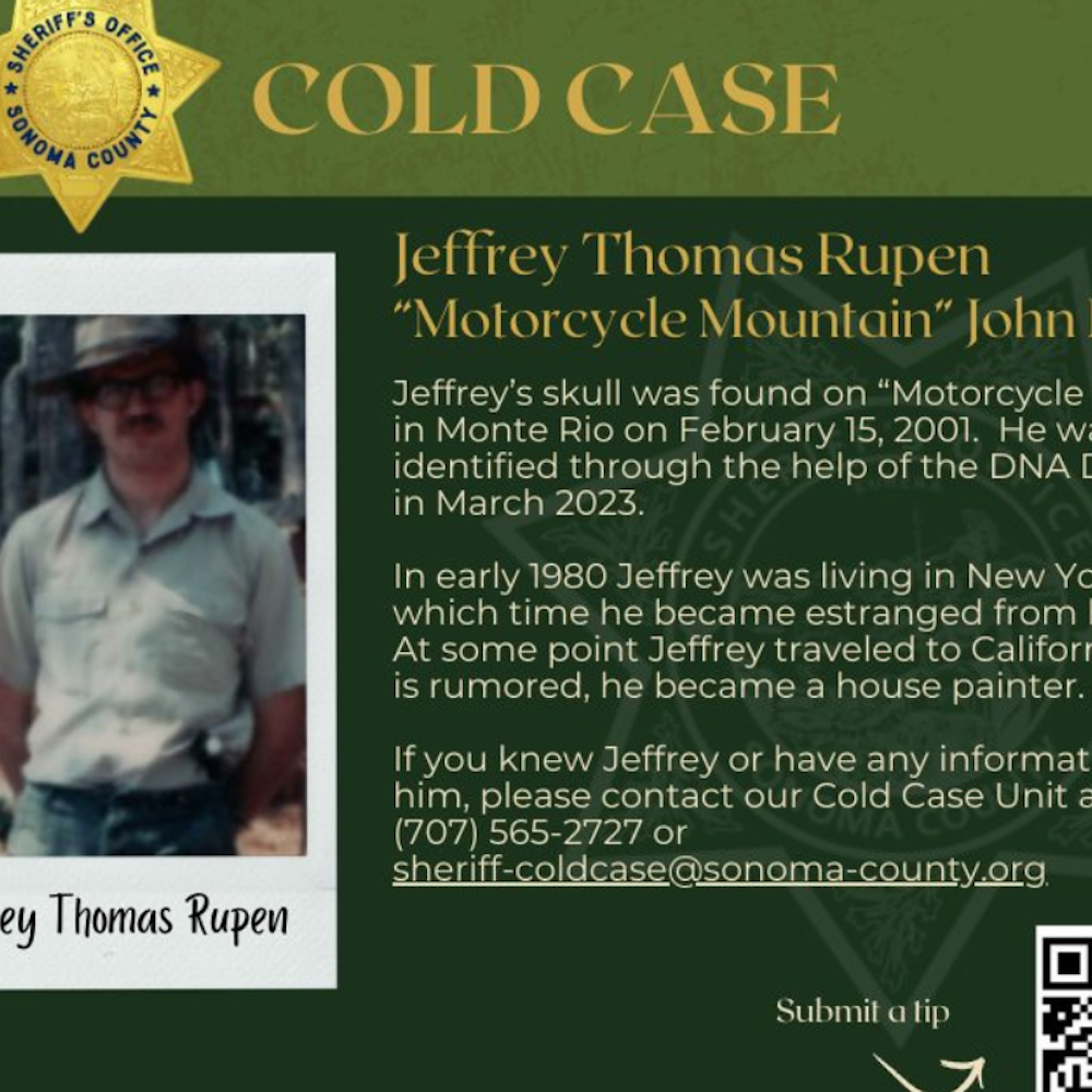 Sonoma's "Motorcycle Mountain" Skull Identified Two Decades Later as Jeffrey Thomas Rupen