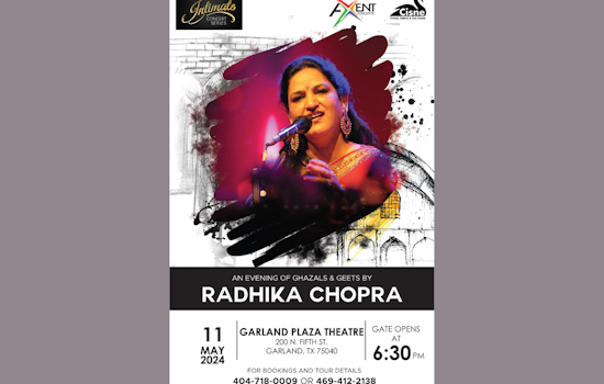 Delhi's Ghazal Maven Dr. Radhika Chopra Set to Enthrall Garland at Plaza Theater