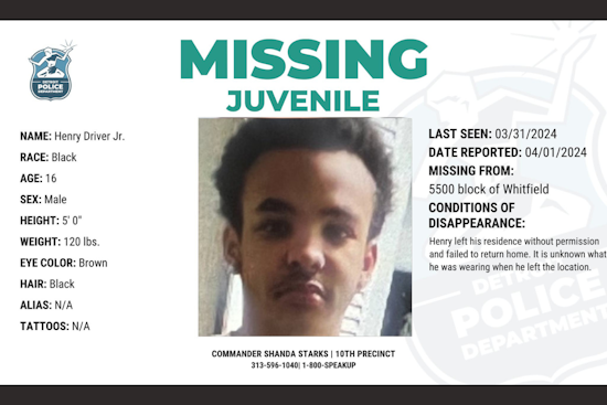 Detroit Police Appeal for Public's Help in Locating Missing 16-Year-Old Henry Driver Jr.