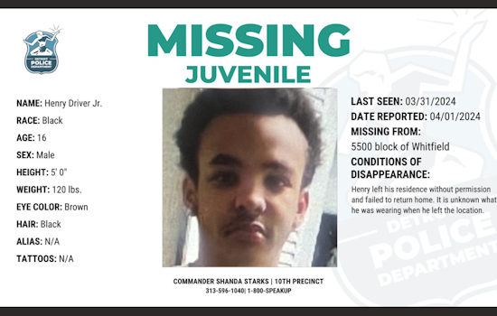 Detroit Police Appeal for Public's Help in Locating Missing 16-Year-Old Henry Driver Jr.