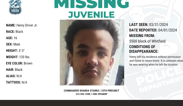 Detroit Police Appeal for Public's Help in Locating Missing 16-Year-Old Henry Driver Jr.